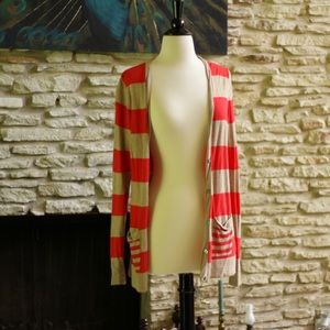 Remain Cardigan - Red and Tan - Size Small